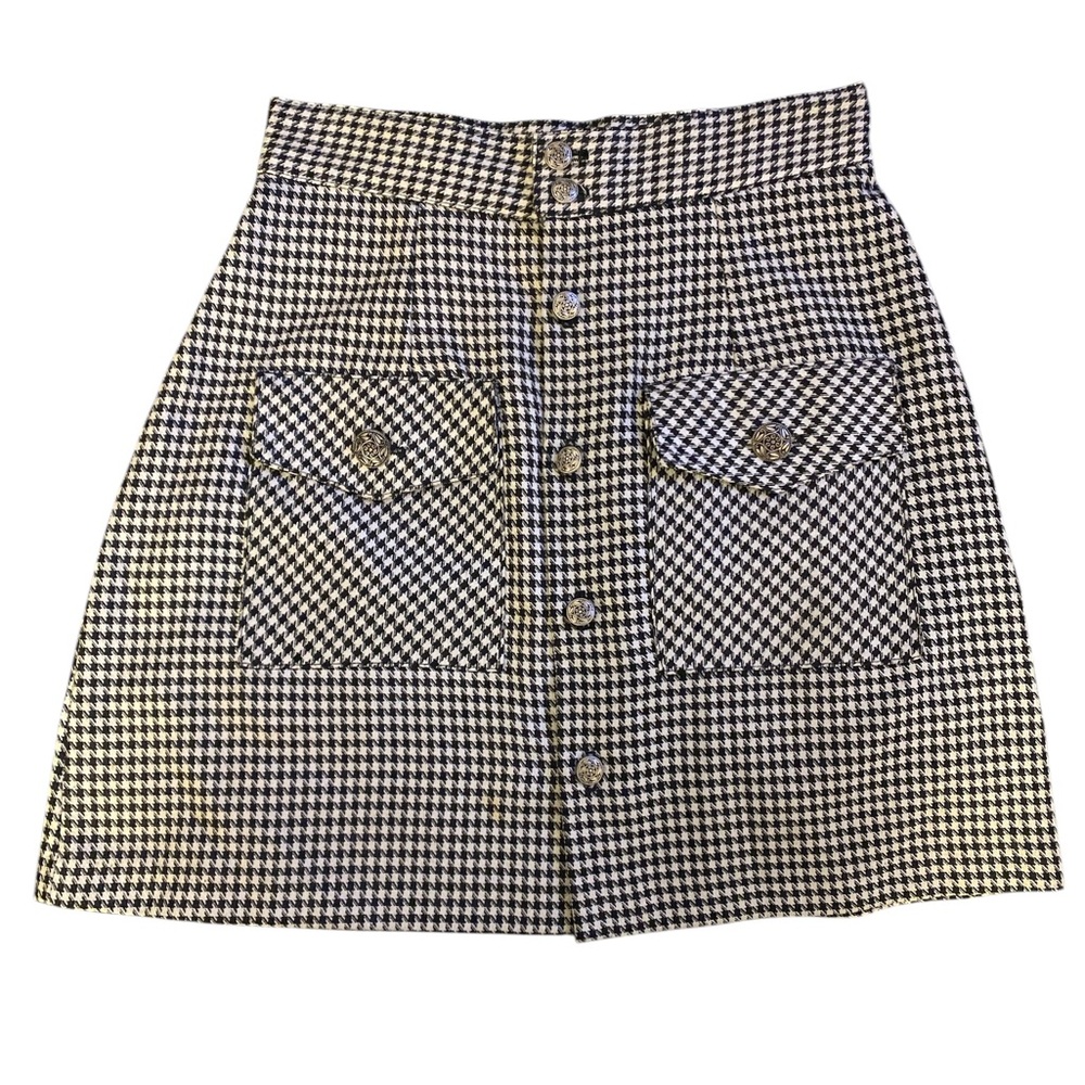Born in America Vintage Black and White Houndstooth Skirt GUC 5/6